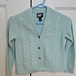 Lands' End Kids Soft Blue Cable Cardigan